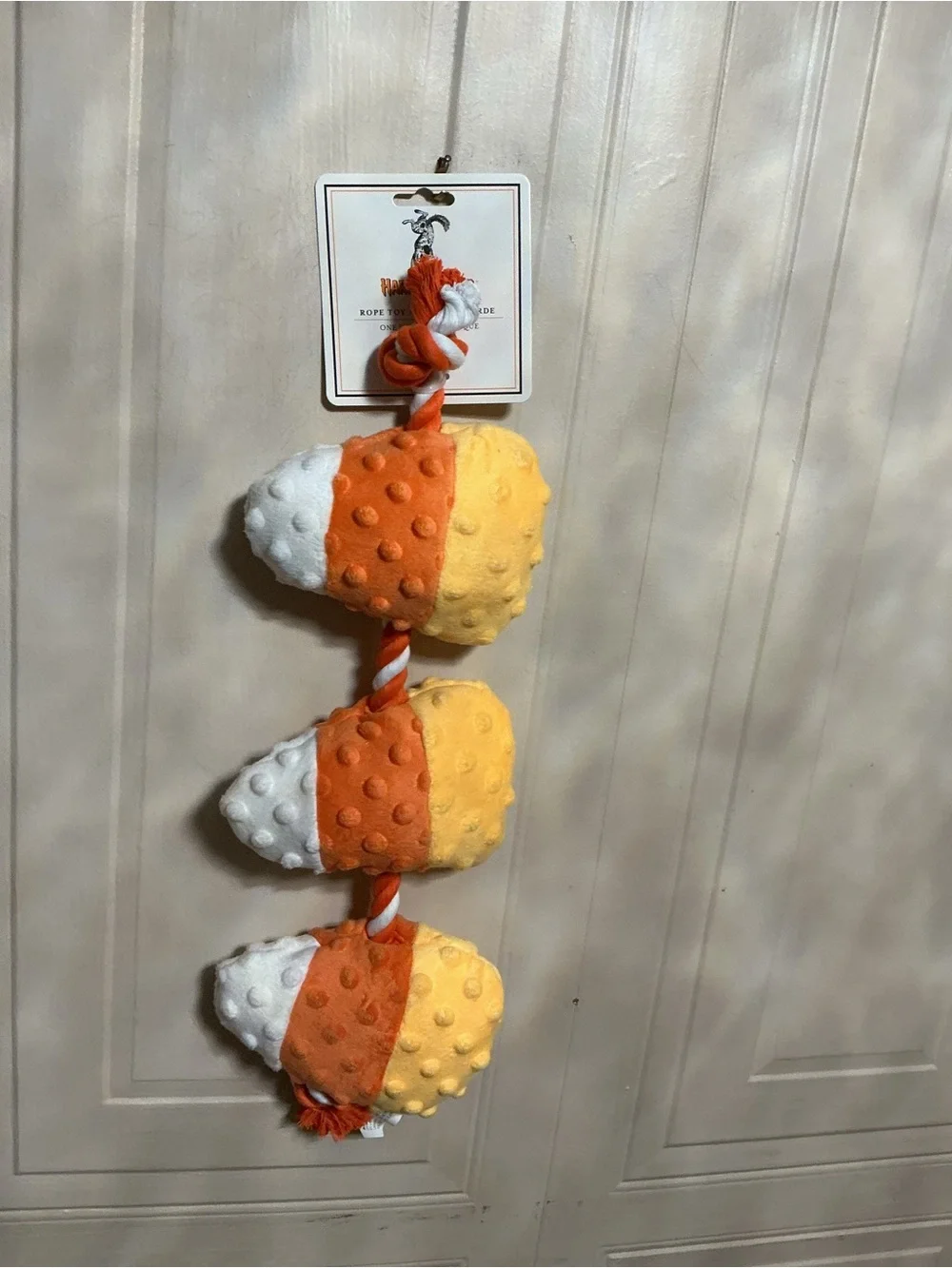 Harry Barker Pet Halloween Plush Candy Corn with Knot Dog 19” Clinker Dog Toy